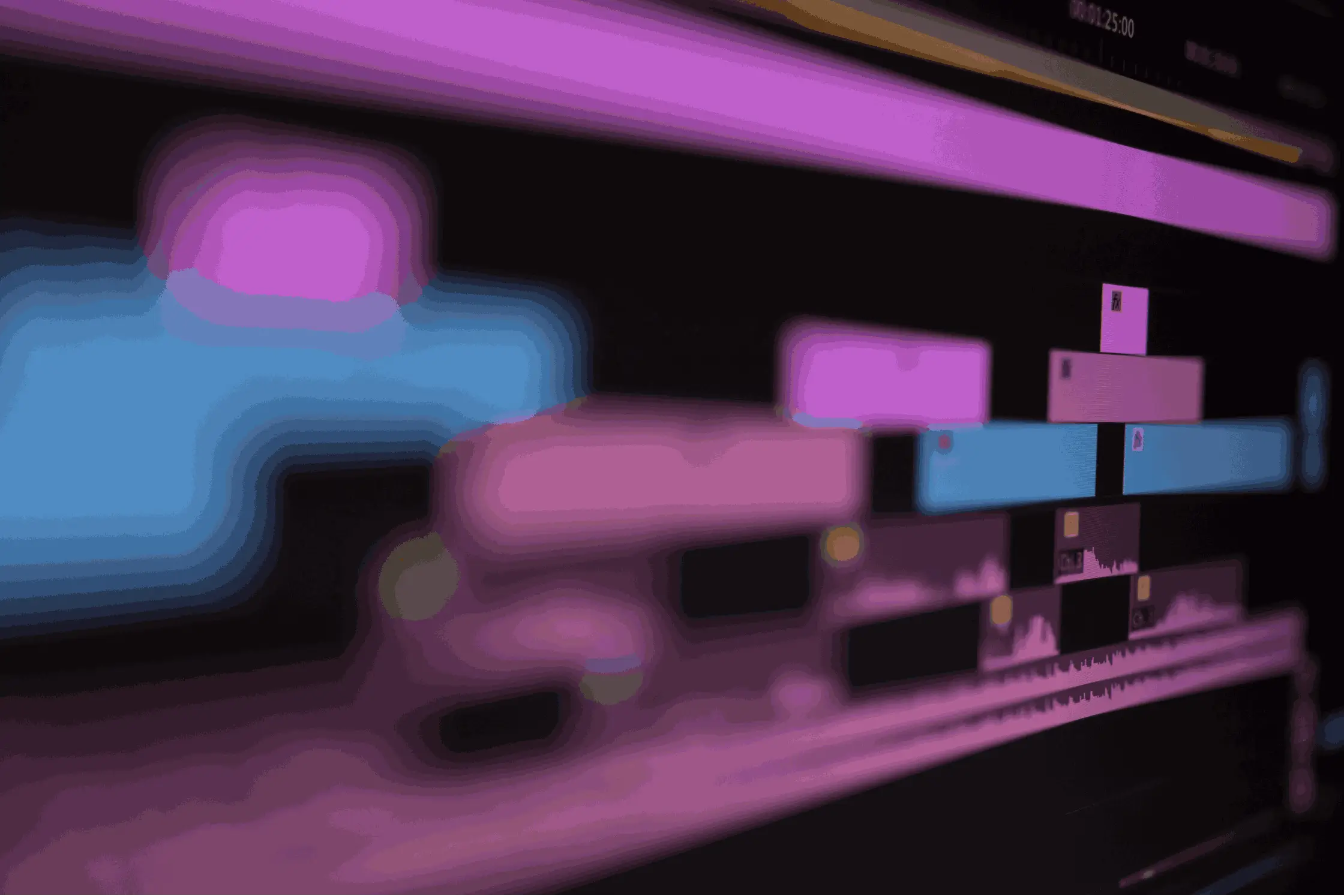 Motion design timeline with layered visual elements